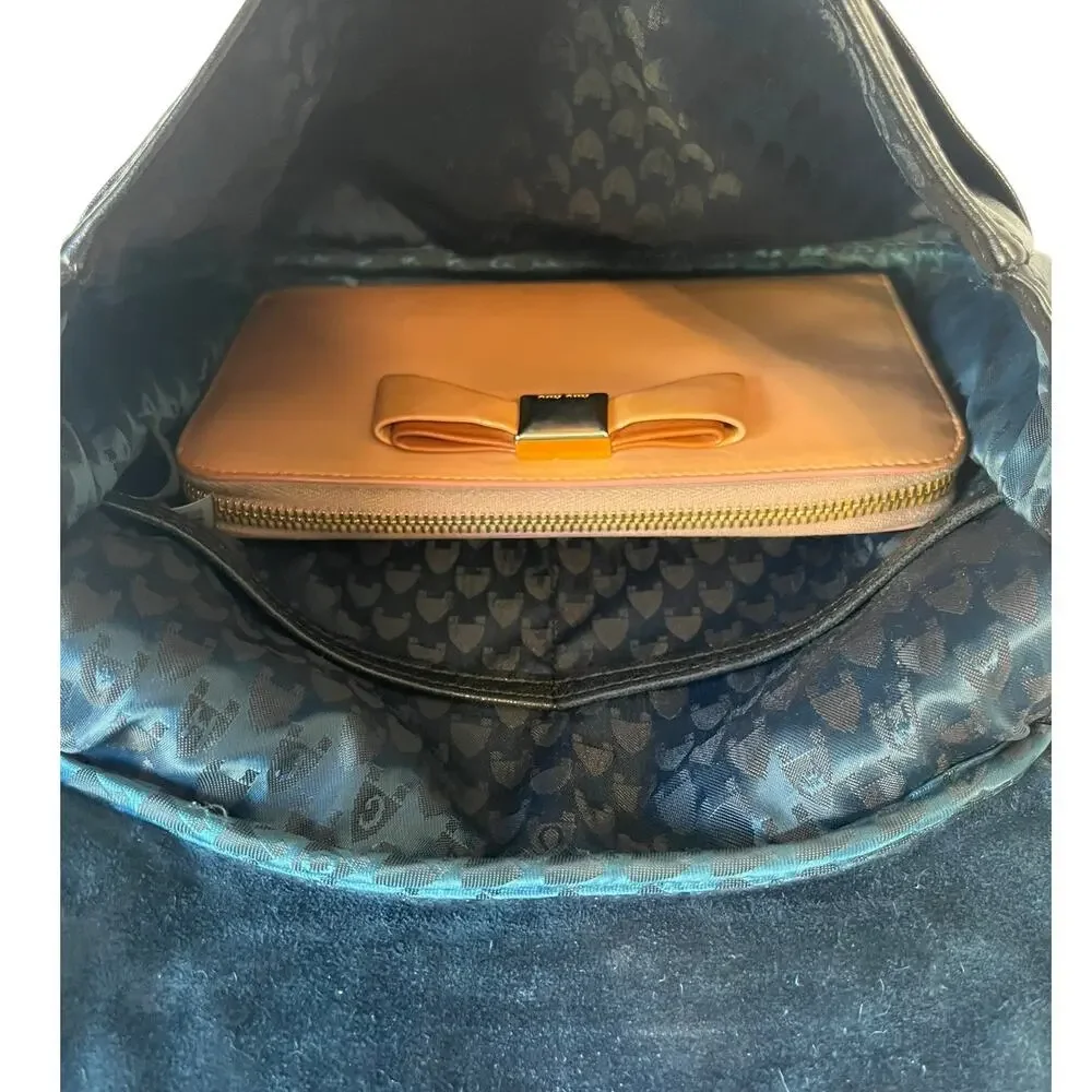 Longchamp Balzane Black Leather Hobo Crossbody Bag Saddle Buckle Messenger